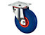 BS Rollen Transportrolle | Lauffläche: Polyurethanreifen blau | Radkörper: Kunststoff rot | Lager: Rollenlager | Lenkrolle mit Totalfeststeller | Raddurchmesser 260 mm | Tragfähigkeit 160 kg