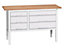 Kastenwerkbank Verso mit 6 Schubladen | Multiplex | BxHxL 1500 x 830-930 x 600 mm | lichtgrau/enzianblau | Bott