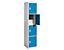 Stahlspind, für Vorhängeschloss - 4 Fächer, Breite 450 mm - Anbauelement, Tür lichtblau