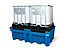 IBC-Station aus Polyethylen | blau-schwarz | BxHxT 1430 x 965 x 1430 mm | Volumen 1000 Liter | 1 Fass | Denios