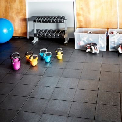 Fitnessboden Schwarz I Gummi I HxBxT 1,6 x 90 x 90 cm I VE 3 I Home Gym I Certeo