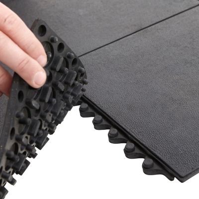Lot de 3x Tapis antidérapant | env. 3,2m² | Caoutchouc | HxLxP 1,6 x 90 x 90 cm | Noir | Certeo