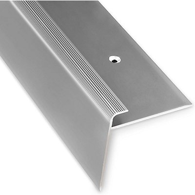 Stufenkantenprofil Safety | F-Form | LxBxH 100 x 3,6 x 5,3 cm | Silber | Certeo