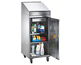 Armoire à outils en inox - avec 2 tablettes et 1 tiroir, hauteur 70 mm