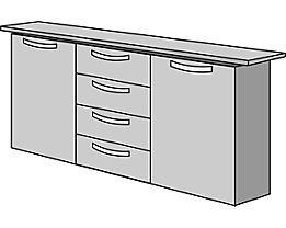 office akktiv STATUS Armoire basse - 2 portes, 4 tiroirs, h x l x p 860 x 1500 x 400 mm