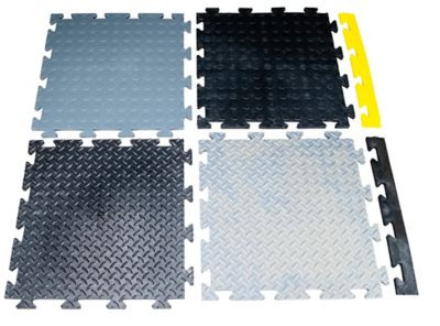 PVC Garagenboden | HxBxT 12 x 470 x 470 mm | Genoppt | Schwarz | VE 5 | Certeo