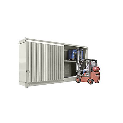 Gefahrstoff-Regalcontainer | Kapazität 32 x 200-l-Fässer | grauweiß | EUROKRAFTpro