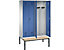 EVOLO Garderobenschrank | zueinander schlagende Türen | mit Sitzbank | 4 Abteile | Abteilbreite 300 mm | fernblau / weißaluminium | C+P