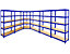 Regalsystem | 1x Lagerregal + 1x Eckregal | HxBxT 180 x 120 x 45 cm | Traglast: 250 kg pro Fachboden | Blau | Certeo