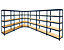 Regalsystem | 1x Werkstattregal + 1x Eckregal | HxBxT 180 x 120 x 45 cm | Traglast: 250 kg pro Fachboden | Blau | Certeo