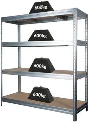 Mega Deal | 4x Schwerlastregale | HxBxT 1770 x 900 x 450 mm | 450 kg pro Fachboden | Dunkelgrau| Certeo