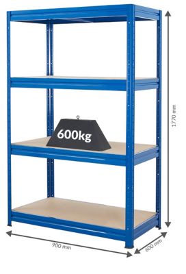Mega Deal | 4x Schwerlastregale | HxBxT 1770 x 900 x 450 mm | 450 kg pro Fachboden | Dunkelgrau| Certeo