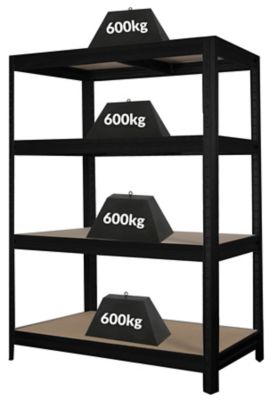 Mega Deal | 4x Schwerlastregale | HxBxT 1770 x 900 x 450 mm | 450 kg pro Fachboden | Dunkelgrau| Certeo