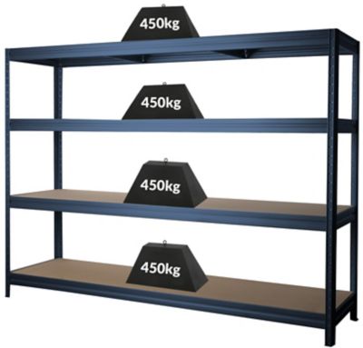 Lot de 5x étagères pour cave | HxLxP 1770 x 900 x 450 mm | 450 kg par tablette | Argent | Certeo