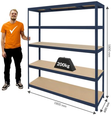 3x étagère industrielle pour charges lourdes | HxLxP 1770 x 1200 x 450 mm | 250 kg par tablette | Galvanisé | Certeo | Mega Deal