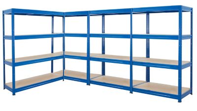 Mega Deal | 4x Schwerlastregale | HxBxT 1800 x 1200 x 450 mm | 250 kg pro Fachboden | Galvanisch verzinkt | Certeo