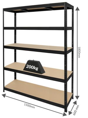 Mega Deal | 5x Garagenregale | HxBxT 1800 x 1200 x 450 mm | 250 kg pro Fachboden | Galvanisch verzinkt | Certeo