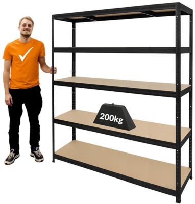 Mega Deal | 5x Garagenregale | HxBxT 1800 x 1200 x 450 mm | 250 kg pro Fachboden | Galvanisch verzinkt | Certeo