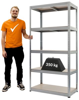 Mega Deal | 2x Werkstattregale | HxBxT 1800 x 900 x 450 mm | 350 kg pro Fachboden | Silber | Certeo