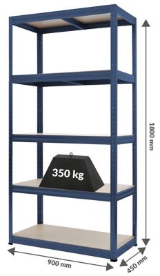 Mega Deal | 2x Werkstattregale | HxBxT 1800 x 900 x 450 mm | 350 kg pro Fachboden | Silber | Certeo