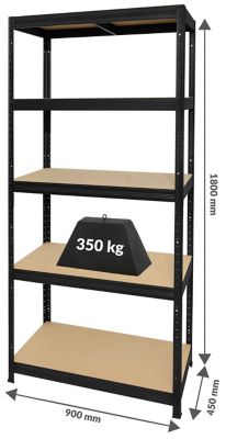 Mega Deal | 2x Werkstattregale | HxBxT 1800 x 900 x 450 mm | 350 kg pro Fachboden | Silber | Certeo