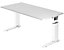 Schreibtisch | Modell US | BxTxH 80 x 80 x 68-86 cm | Weiß-Ahorn | Hammerbacher