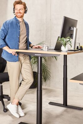 Schreibtisch elektrisch höhenverstellbar Josi | BxT 1200 x 800 mm | Gestell Weiß | Platin | Novigami