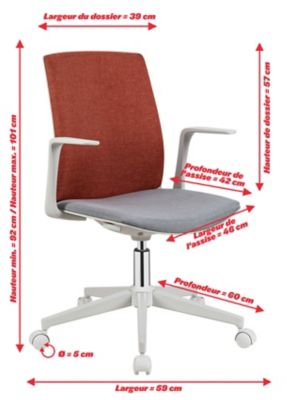 Chaise de bureau Gaia | Réglable en hauteur | Tissu | Beige | Novigami