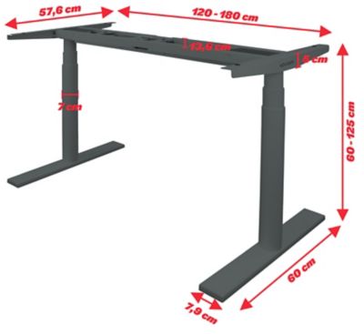 Schreibtischgestell elektrisch höhenverstellbar Josi | BxT 1200 - 1800 x 600 mm | Weiß | Novigami