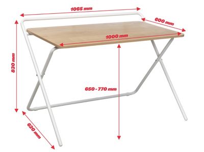 Klapptisch Leni | Höhenverstellbar | HxBxT 650-770 x 1000 x 600 mm | Weiß | Novigami