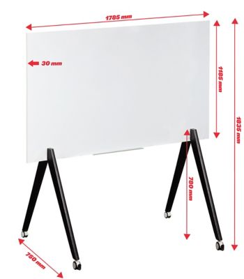 Tableau blanc sur roulettes Rami | Magnétique | HxL 1835 x 1485 mm | Noir | Novigami
