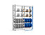 Kabeltrommelregal Porteco | Anbaumodul | Rundrohr Durchmesser- Spulenstützen: 34 mm | HxBxT 240 x 100 x 50 cm | Fachebenen: 4 | Signalblau, Lichtgrau | Certeo