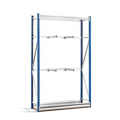 Vertikales Regal Porteco | Grundmodul | HxBxT 240 x 150 x 50 cm | Signalblau, Lichtgrau | Certeo
