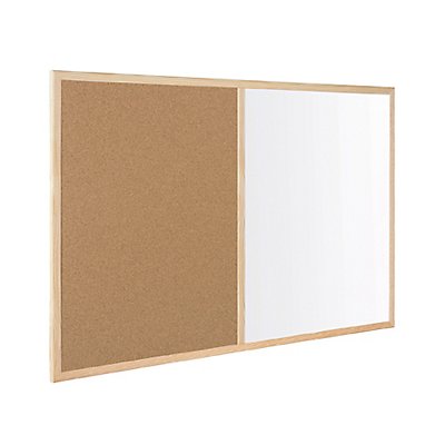 Kombitafel | Whiteboard und Kork-Pinnwand | BxH 60 x 40 cm | Weiß, Kork, Kieferrahmen | VE: 10 Stück | Certeo