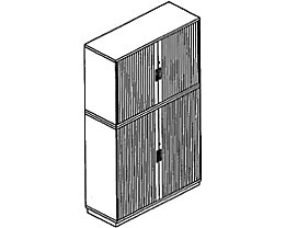 office akktiv CARINA Armoire à rideaux à lames verticales - en haut, 2 hauteurs classeurs – en bas, 3 hauteurs classeurs