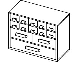 Bloc-tiroirs - h x l 238 x 306 mm, 13 tiroirs