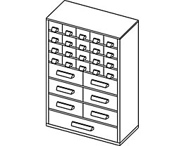 Bloc-tiroirs - h x l 460 x 306 mm, 27 tiroirs