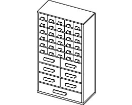 Bloc-tiroirs - h x l 551 x 306 mm, 37 tiroirs