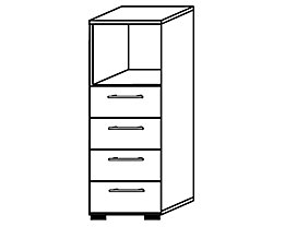 office akktiv RENATUS Armoire et rayonnage combinés - 1 compartiment ouvert, 4 tiroirs