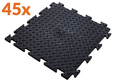 PVC Garagenboden | HxBxT 12 x 470 x 470 mm | Genoppt | Schwarz | VE 5 | Certeo