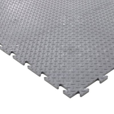 Lot complet de 91 dalles PVC et 7 bordures biseautées pour garage de 3 x 6 m | Rainuré | Gris/Noir | Mega Deal | Certeo