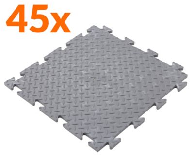 PVC Garagenboden | HxBxT 12 x 470 x 470 mm | Genoppt | Schwarz | VE 5 | Certeo