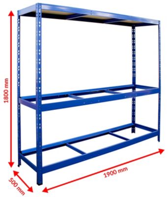 Mega Deal | 2x Reifenregal | 5 Reifen pro Ebene | HxBxT 1800 x 1000 x 500 mm | Blau | Traglast pro Fachboden: 200 kg | Certeo