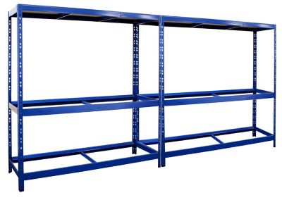 Mega Deal | 2x Reifenregal | 5 Reifen pro Ebene | HxBxT 1800 x 1000 x 500 mm | Blau | Traglast pro Fachboden: 200 kg | Certeo