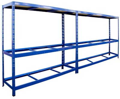 Mega Deal | 2x Reifenregal | 5 Reifen pro Ebene | HxBxT 1800 x 1000 x 500 mm | Blau | Traglast pro Fachboden: 200 kg | Certeo