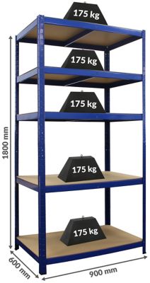 Stabiles Schwerlastregal | HxBxT 1800 x 900 x 600 mm | 