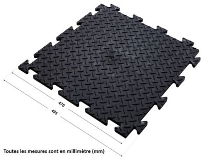 Lot complet de 91 dalles PVC et 7 bordures biseautées pour garage de 3 x 6 m | Rainuré | Gris/Noir | Mega Deal | Certeo