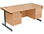 Bureau rectangulaire avec 2 et 3 tiroirs | piétement en C | LxP 1600 x 800 mm | Pieds graphite | Hêtre | Karbon K1 | Certeo