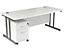 Schreibtisch Deluxe | BxT 1200 x  800 mm | Rollcontainer mit 2 Schubladen | Silberner Rahmen | Weiß | Certeo