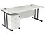 Schreibtisch Deluxe | BxT 1000 x 800 mm | Rollcontainer mit 2 Schubladen | Weißer Rahmen | Weiß | Certeo